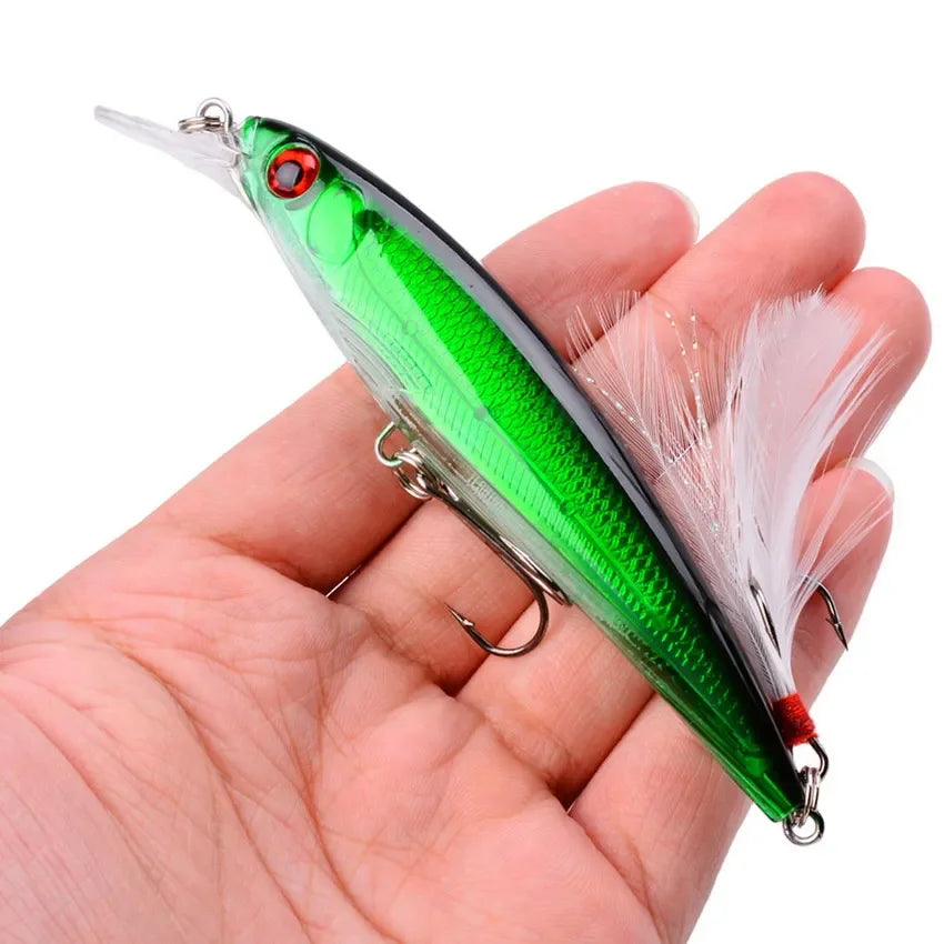 Leurre de Pêche Minnow Laser 11 cm 13 g - Crankbait avec Hameçons