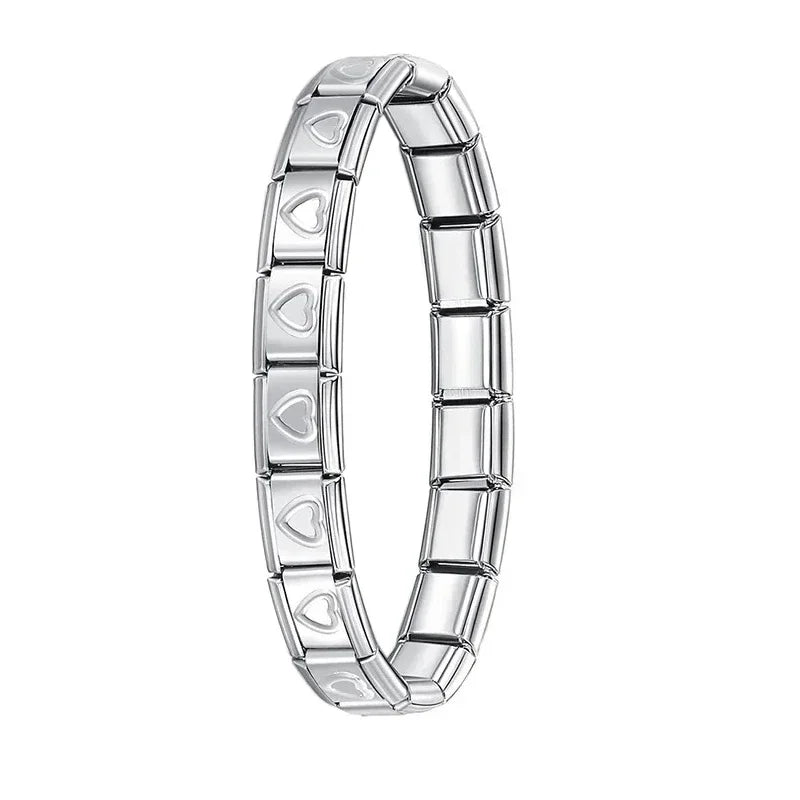 Bracelet Élastique Charms Acier Inoxydable 9 mm pour Femme - Style Italien