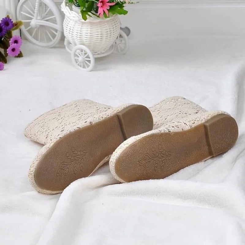Bottes Été Femme Maille Respirante - Talon Plat et Confortables