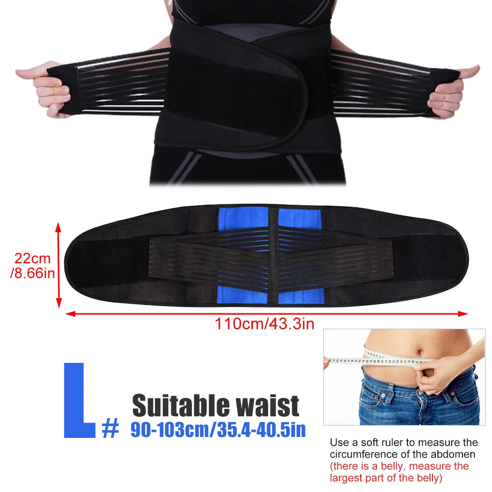 Ceinture Lombaire Néoprène Ajustable Double Sangle - Soulagement Douleur Dos