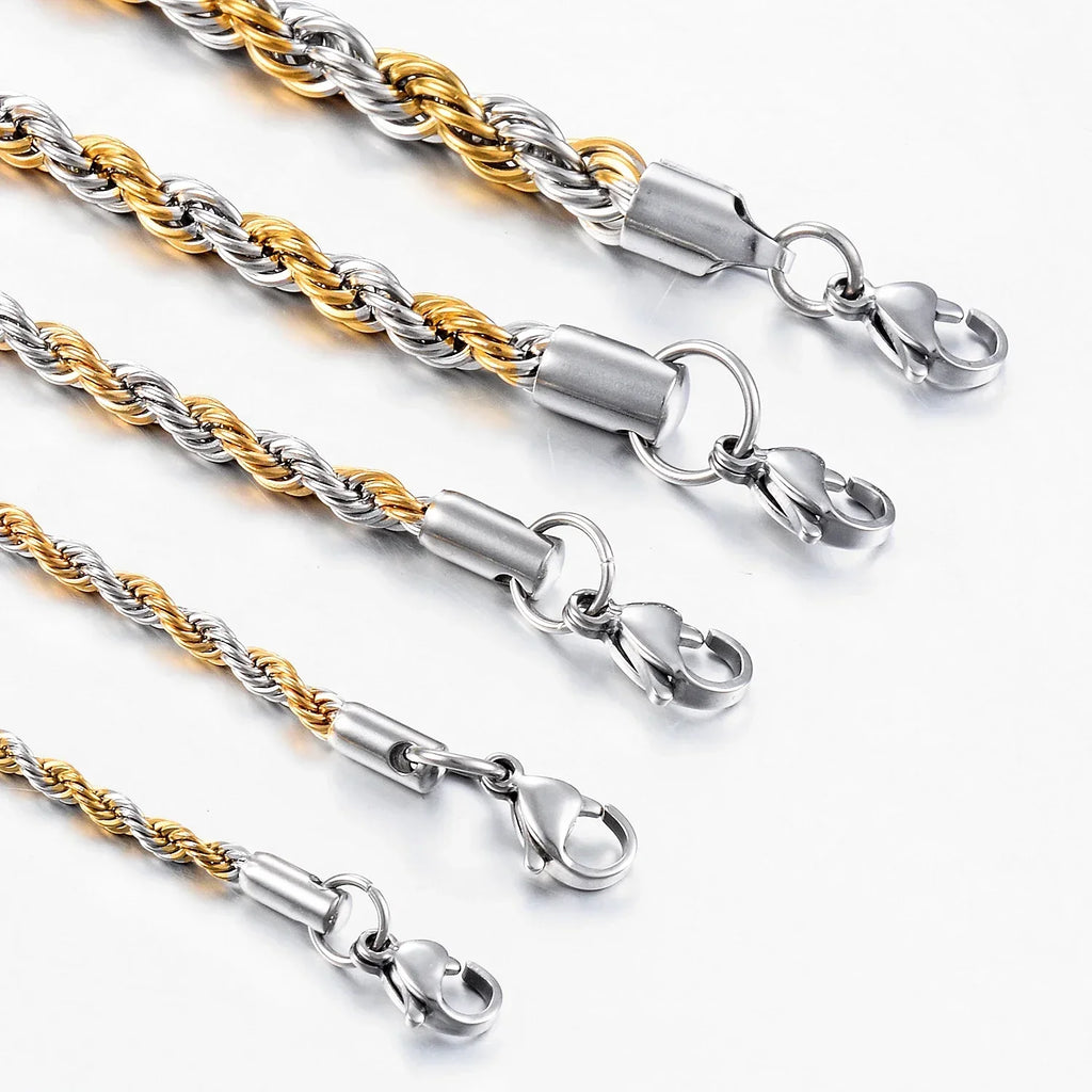 Chaîne Torsadée Acier Inoxydable 2-5 mm - Collier Homme/Femme sans Ternir