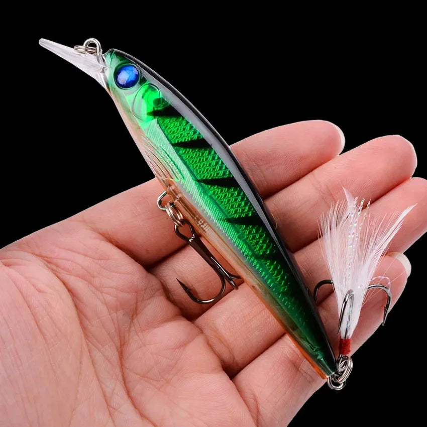 Leurre de Pêche Minnow Laser 11 cm 13 g - Crankbait avec Hameçons