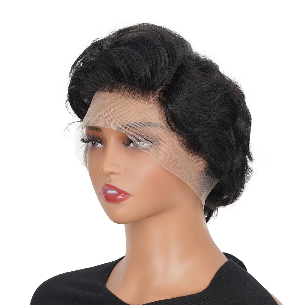 Perruque Pixie Cut Court 13x4 Lace Front - Cheveux Humains Bouclés Naturels