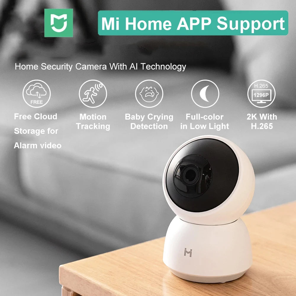Caméra IP WiFi 2K 1296p HD 360° - Vision Nocturne et Détection Mouvement