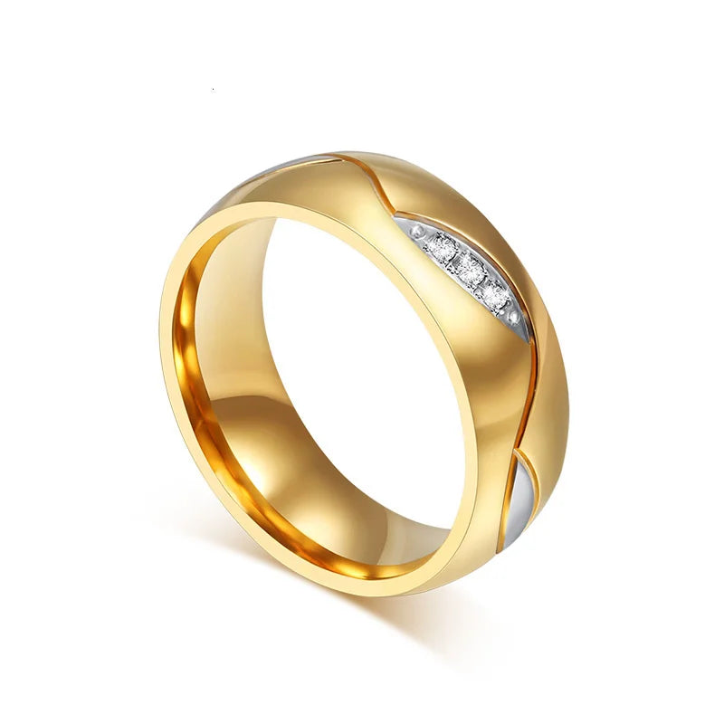 Alliance Acier Inoxydable Dorée Homme/Femme - Bague de Mariage Simple