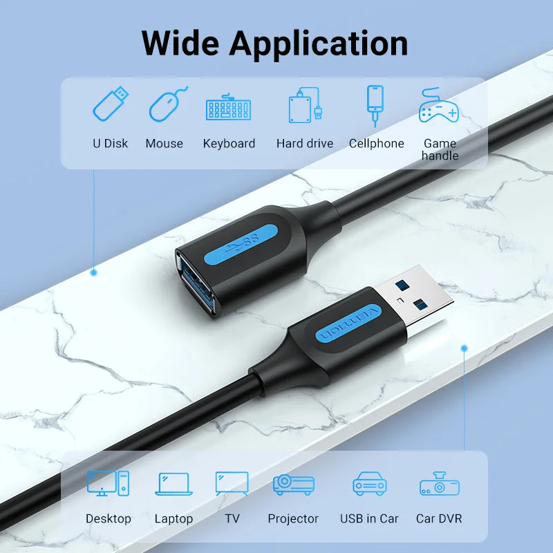Câble Extension USB 3.0 Vention Mâle/Femelle - Haute Vitesse