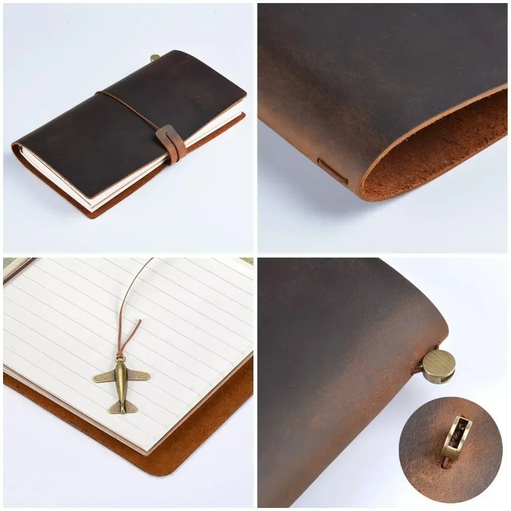 Carnet en Cuir Véritable Fait Main Vintage - Journal Intime ou Agenda