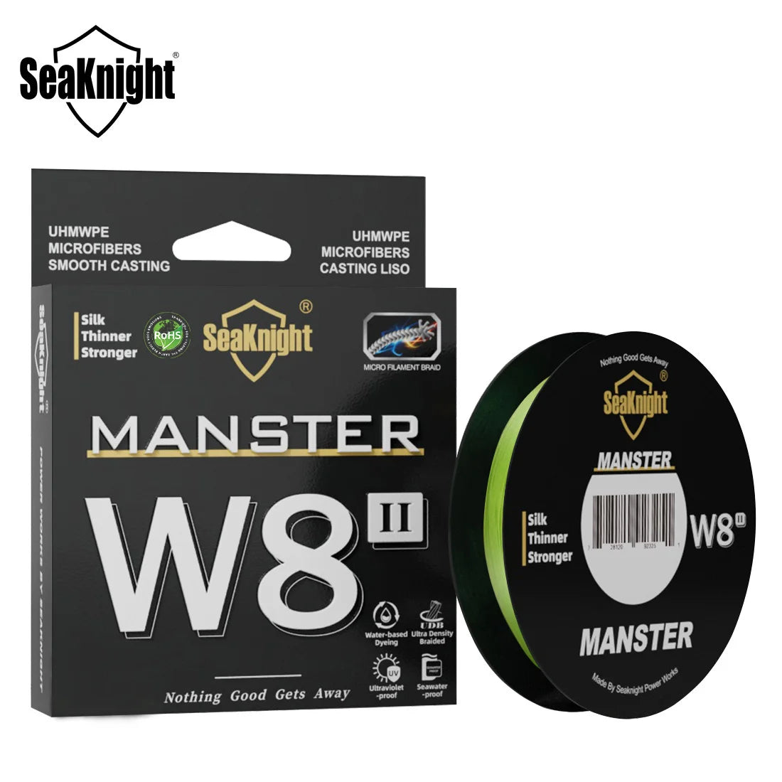 Fil de Pêche Tressé SeaKnight W8 II 8 Brins 300m/500m - Anti-UV et Eau Salée