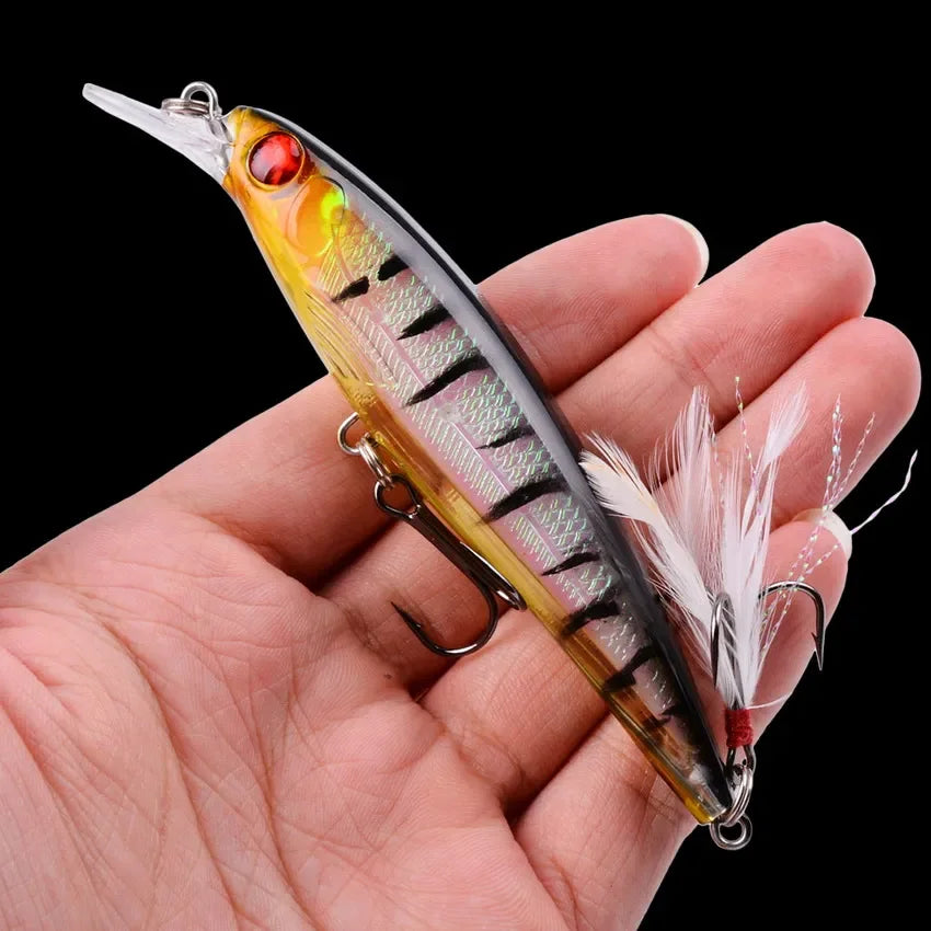 Leurre de Pêche Minnow Laser 11 cm 13 g - Crankbait avec Hameçons