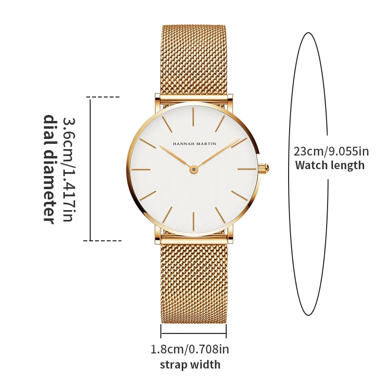 Montre Femme Hannah Martin Acier Inoxydable - Quartz Japonais Étanche