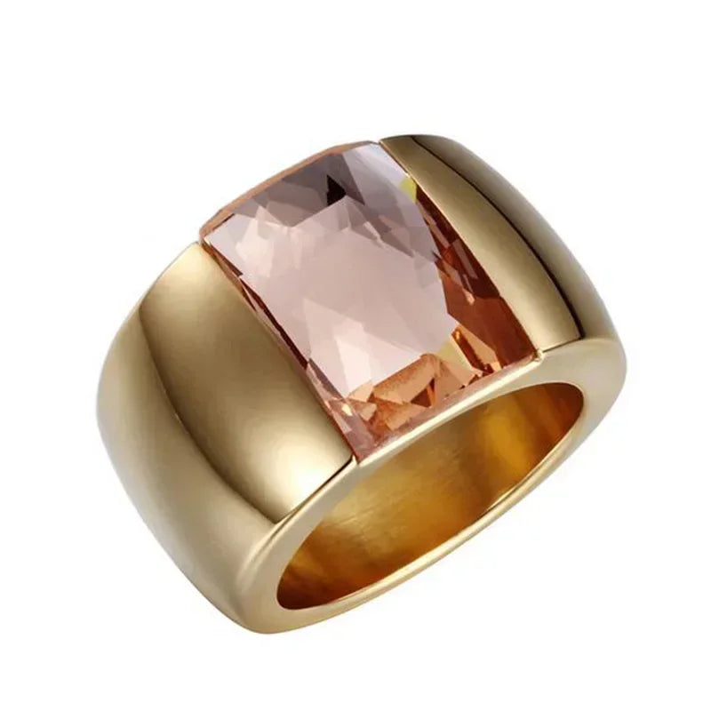 Bague Acier Inoxydable Femme - Cristal Autrichien Bleu/Vert/Rouge