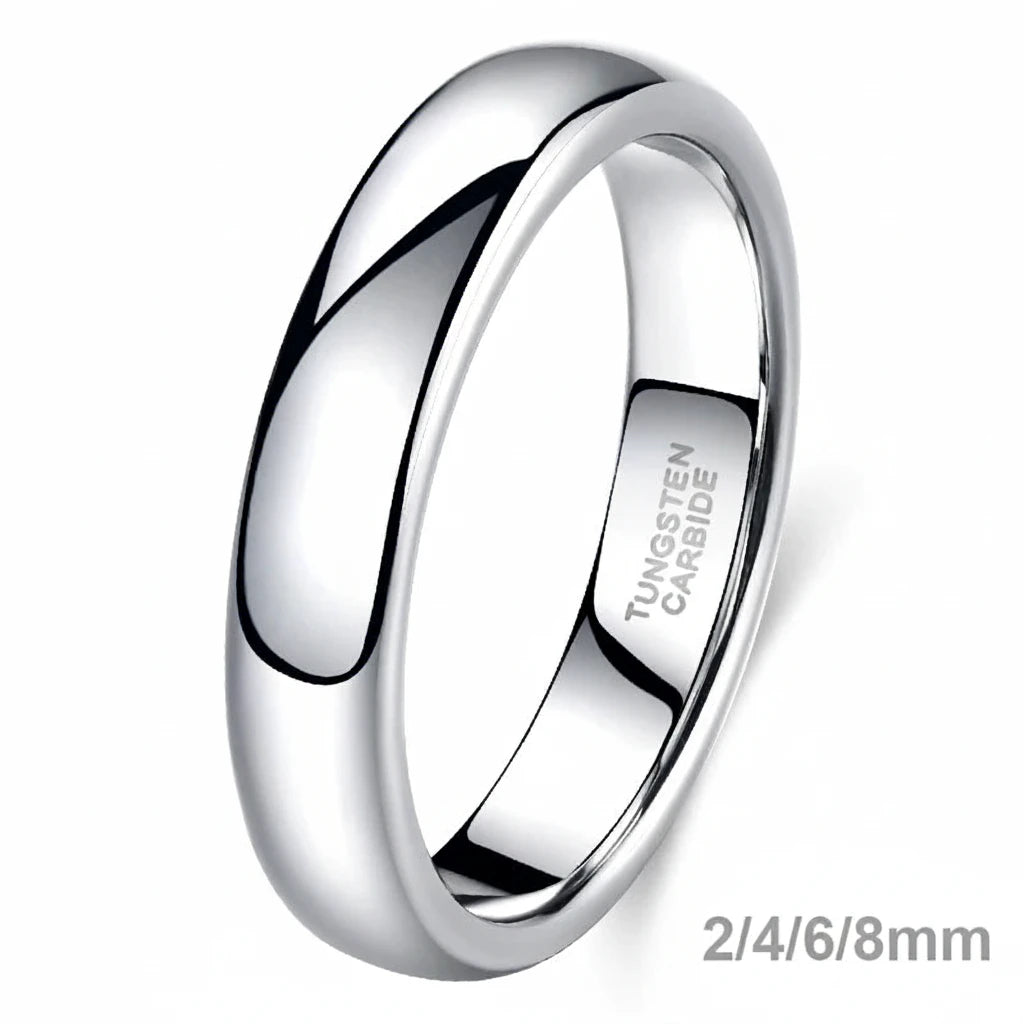 Bague Tungstène 2-8 mm - Classique Simple Poli