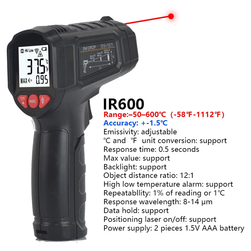Thermomètre Infrarouge Digital Mestek 50-800°C - Laser sans Contact