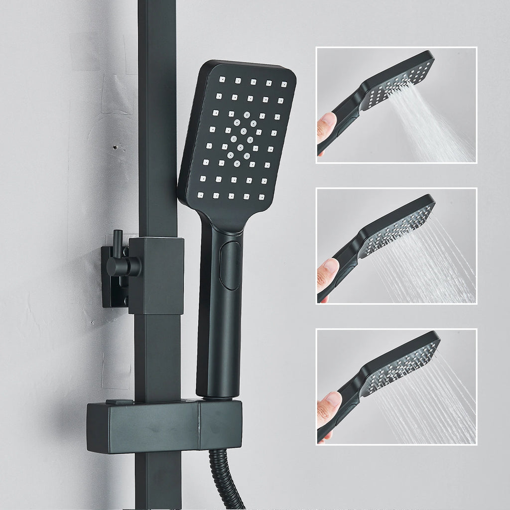 Mitigeur Thermostatique Douche Noir avec Écran Digital - Affichage Température