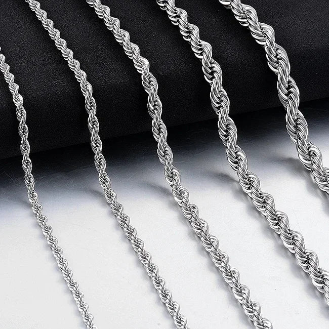 Chaîne Torsadée Acier Inoxydable 2-5 mm - Collier Homme/Femme sans Ternir
