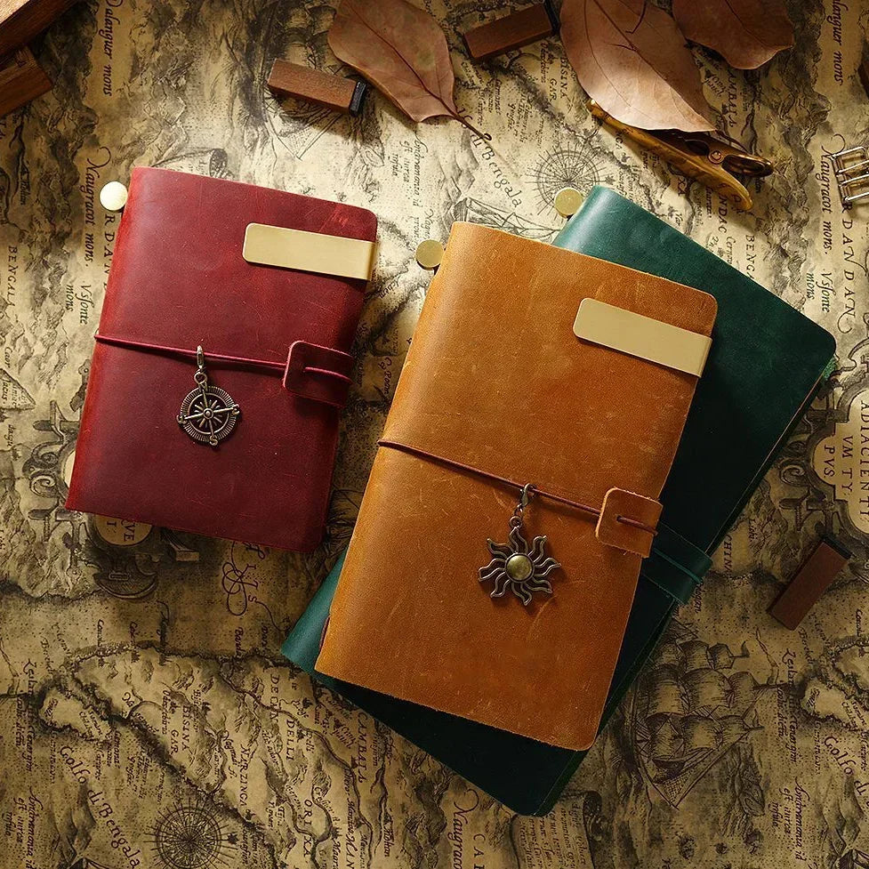 Carnet en Cuir Véritable Fait Main Vintage - Journal Intime ou Agenda