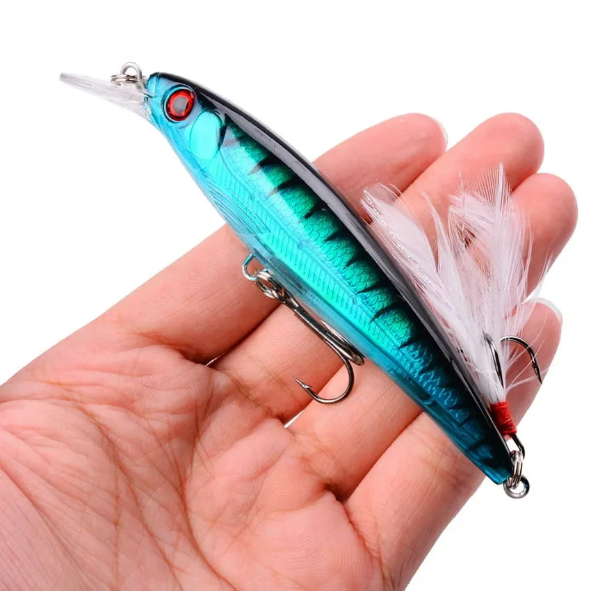 Leurre de Pêche Minnow Laser 11 cm 13 g - Crankbait avec Hameçons
