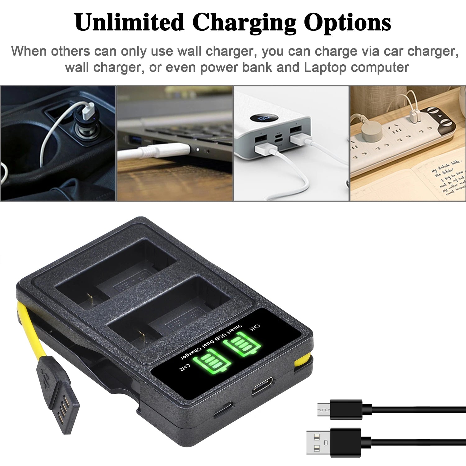 Batterie LP-E8 1800mAh + Chargeur Double USB pour Canon EOS 550D/600D/650D