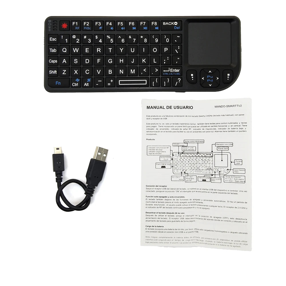 Clavier sans Fil 2.4G 3-en-1 avec Touchpad pour PC TV Android