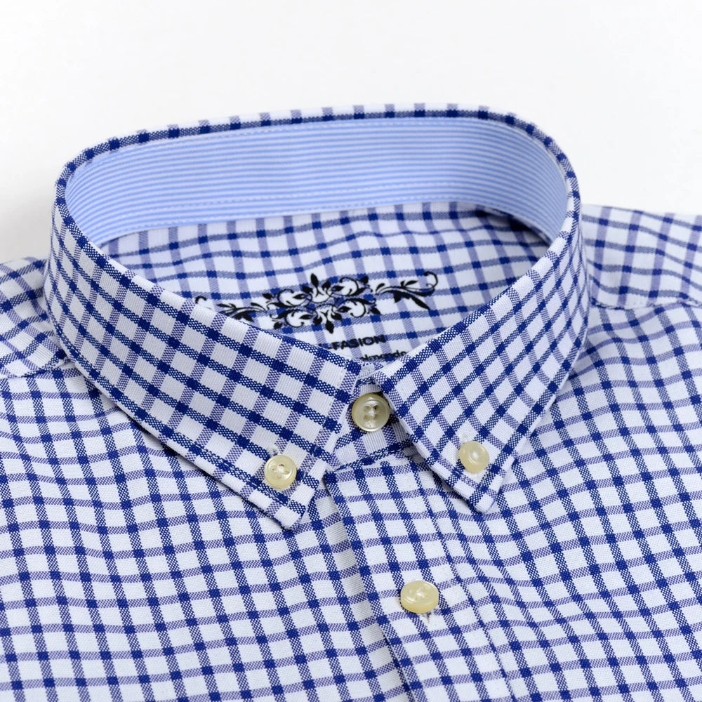 Chemise Homme Manches Longues Oxford Carreaux - Casual Travail Printemps/Automne