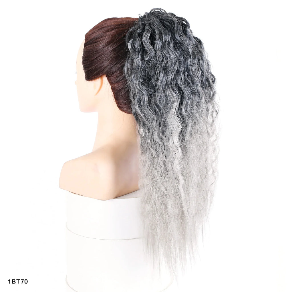 Queue de Cheval Synthétique Longue Kinky Curly - Extension Arc-en-Ciel Ombré