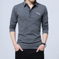 T-Shirt Homme Manches Longues Rayé Designer - Slim Fit Col V
