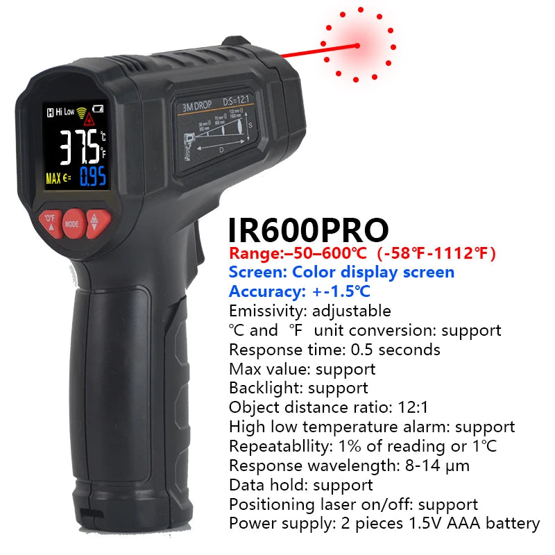 Thermomètre Infrarouge Digital Mestek 50-800°C - Laser sans Contact