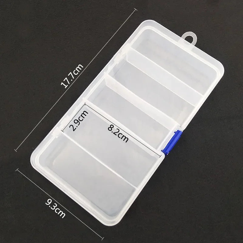 Boîte à Pêche Transparente 5 Compartiments - Boîte Appâts et Leurres