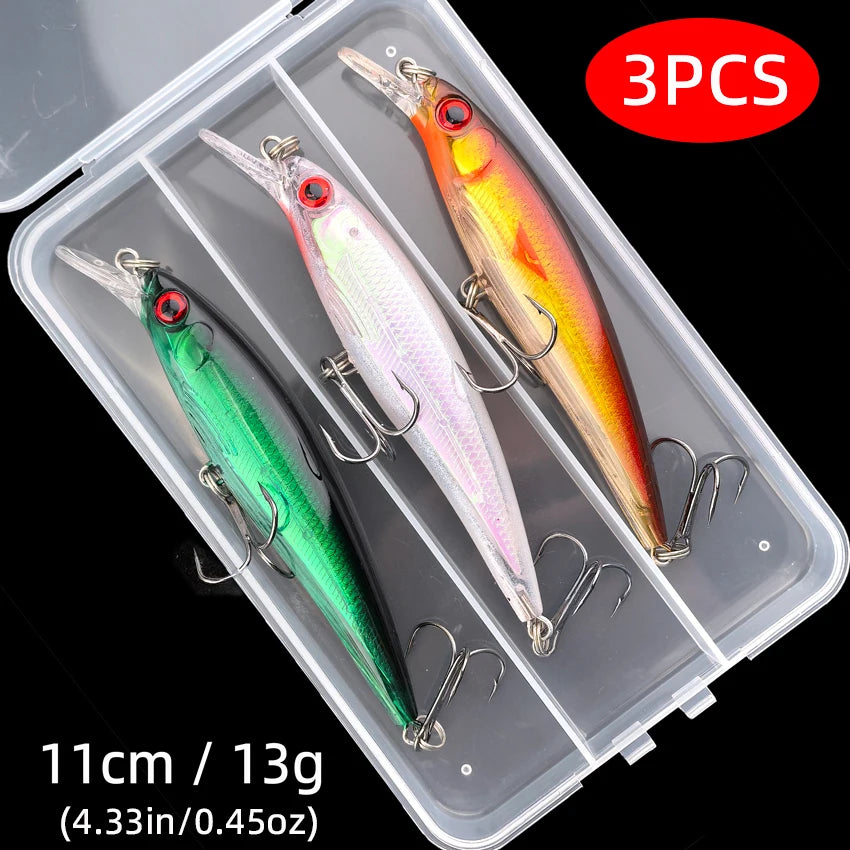 Leurre de Pêche Minnow Laser 11 cm 13 g - Crankbait avec Hameçons