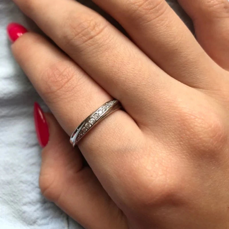 Bague de Fiançailles Femme Zircon Cubique Plaqué Or Rose - Simple et Élégante