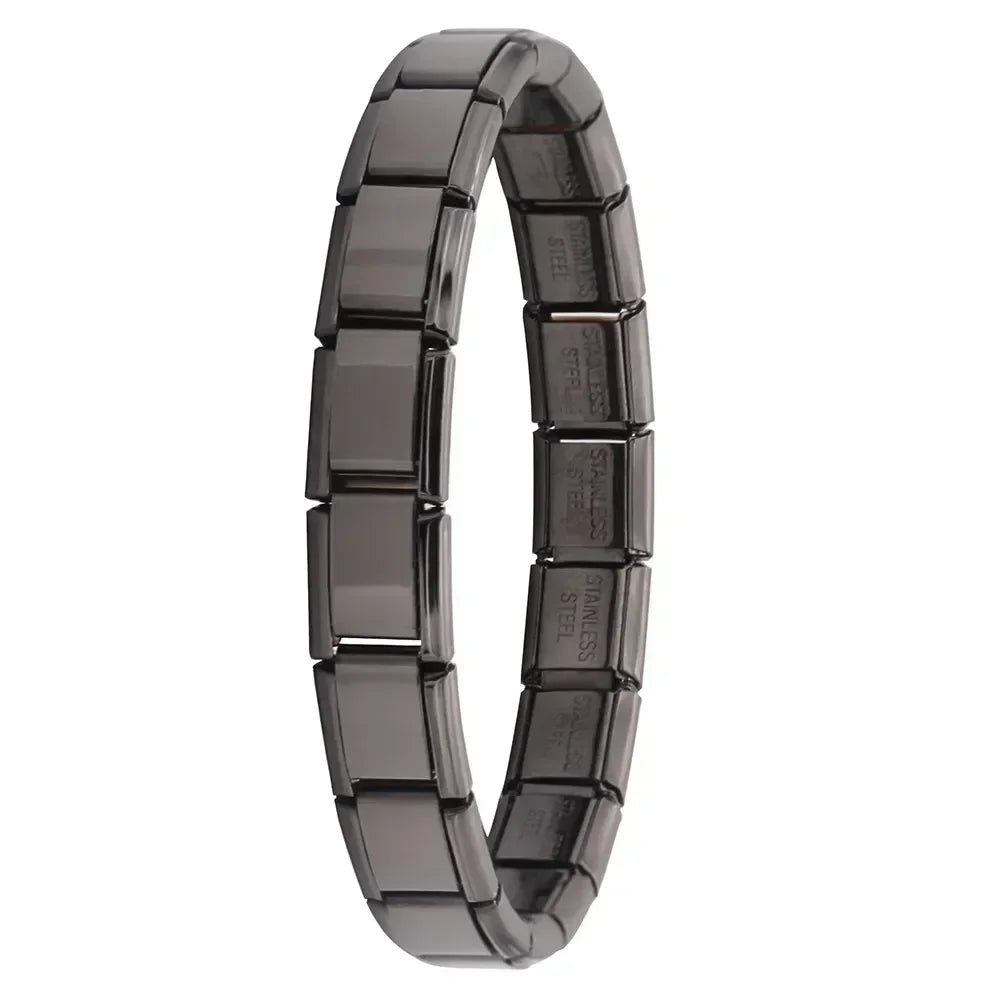 Bracelet Élastique Charms Acier Inoxydable 9 mm pour Femme - Style Italien