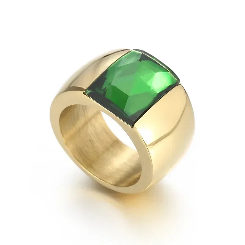 Bague Acier Inoxydable Femme - Cristal Autrichien Bleu/Vert/Rouge