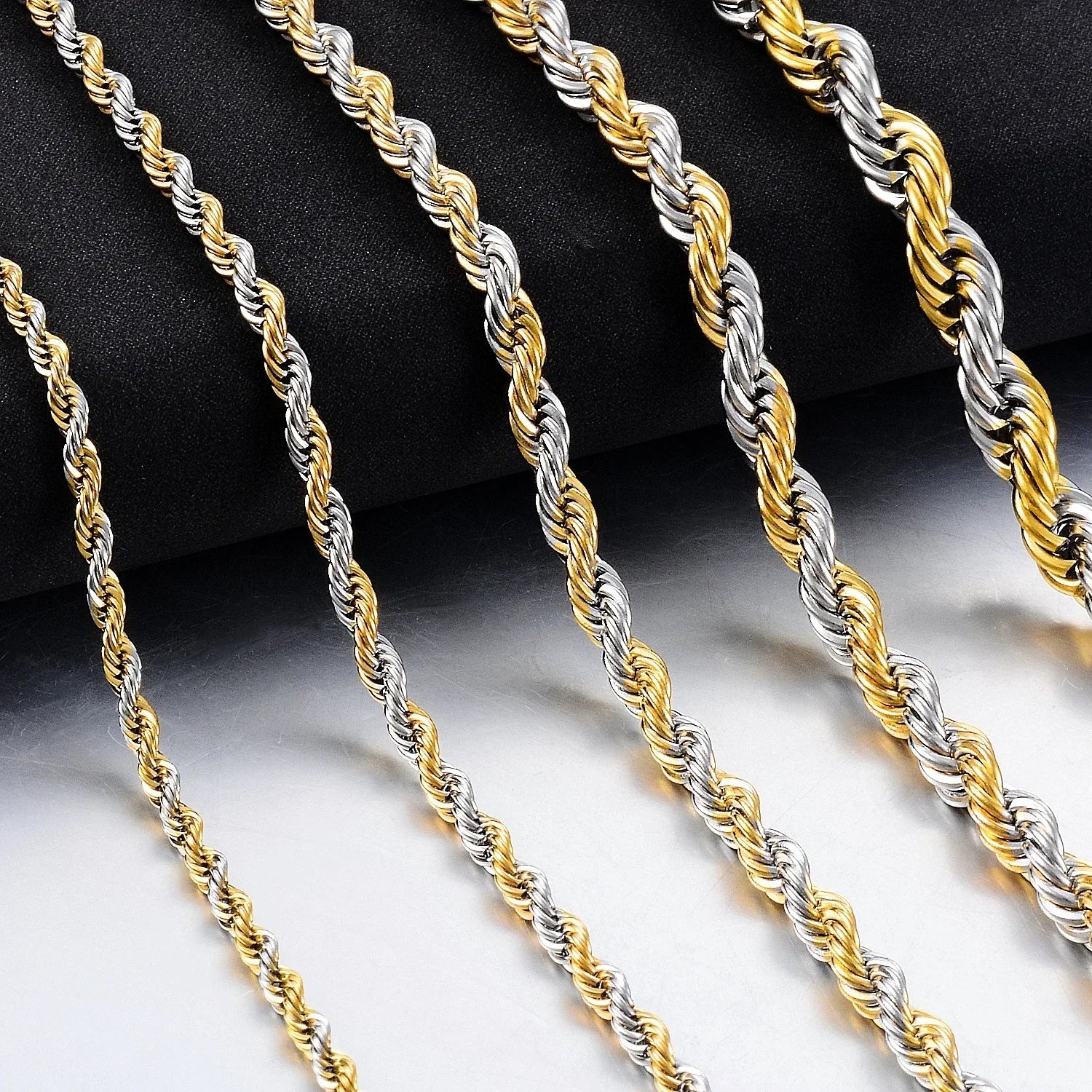 Chaîne Torsadée Acier Inoxydable 2-5 mm - Collier Homme/Femme sans Ternir