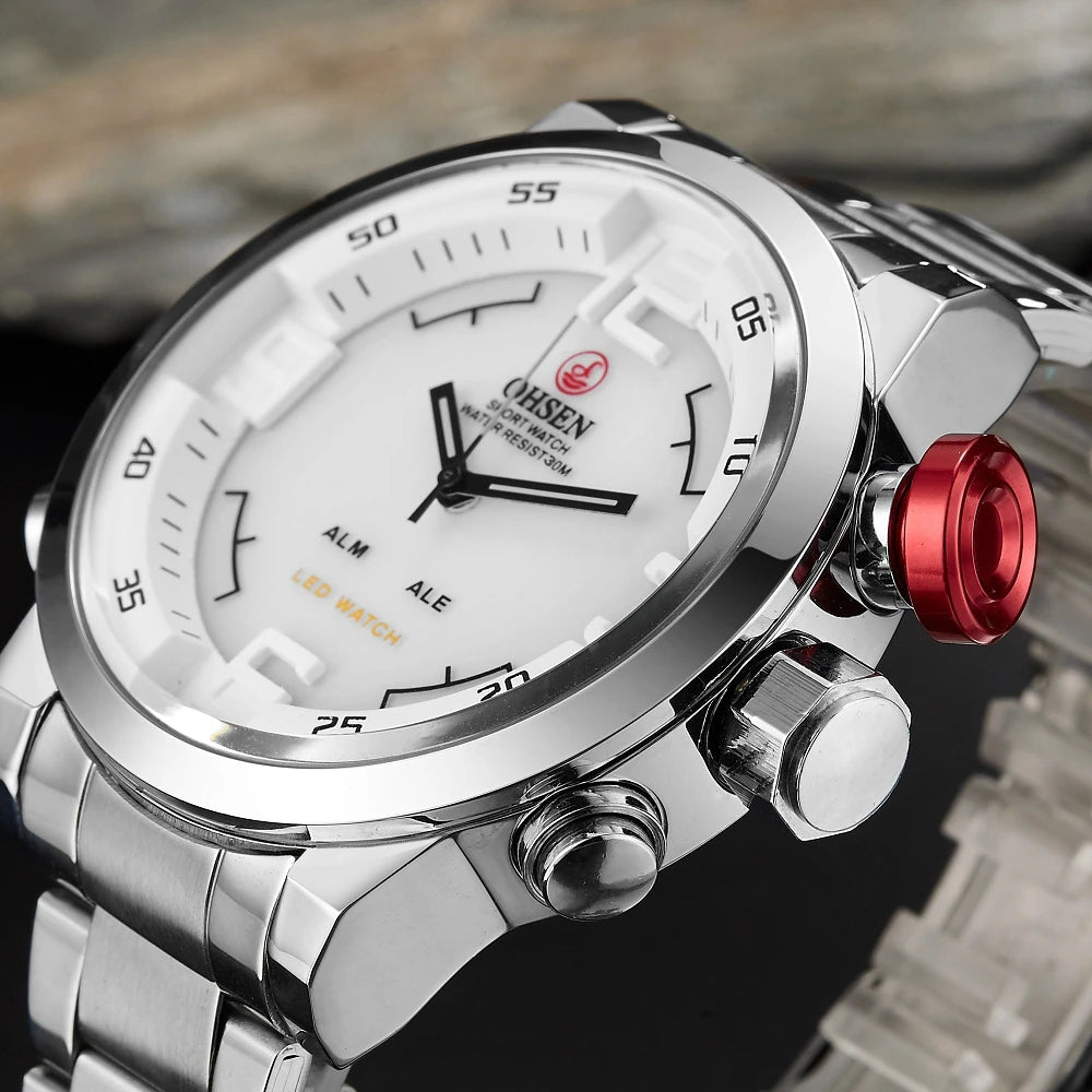 Montre Sport Homme Digitale LED Quartz - Double Heure et Étanche 3 ATM