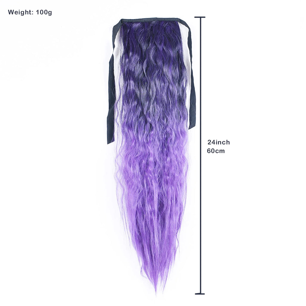 Queue de Cheval Synthétique Longue Kinky Curly - Extension Arc-en-Ciel Ombré