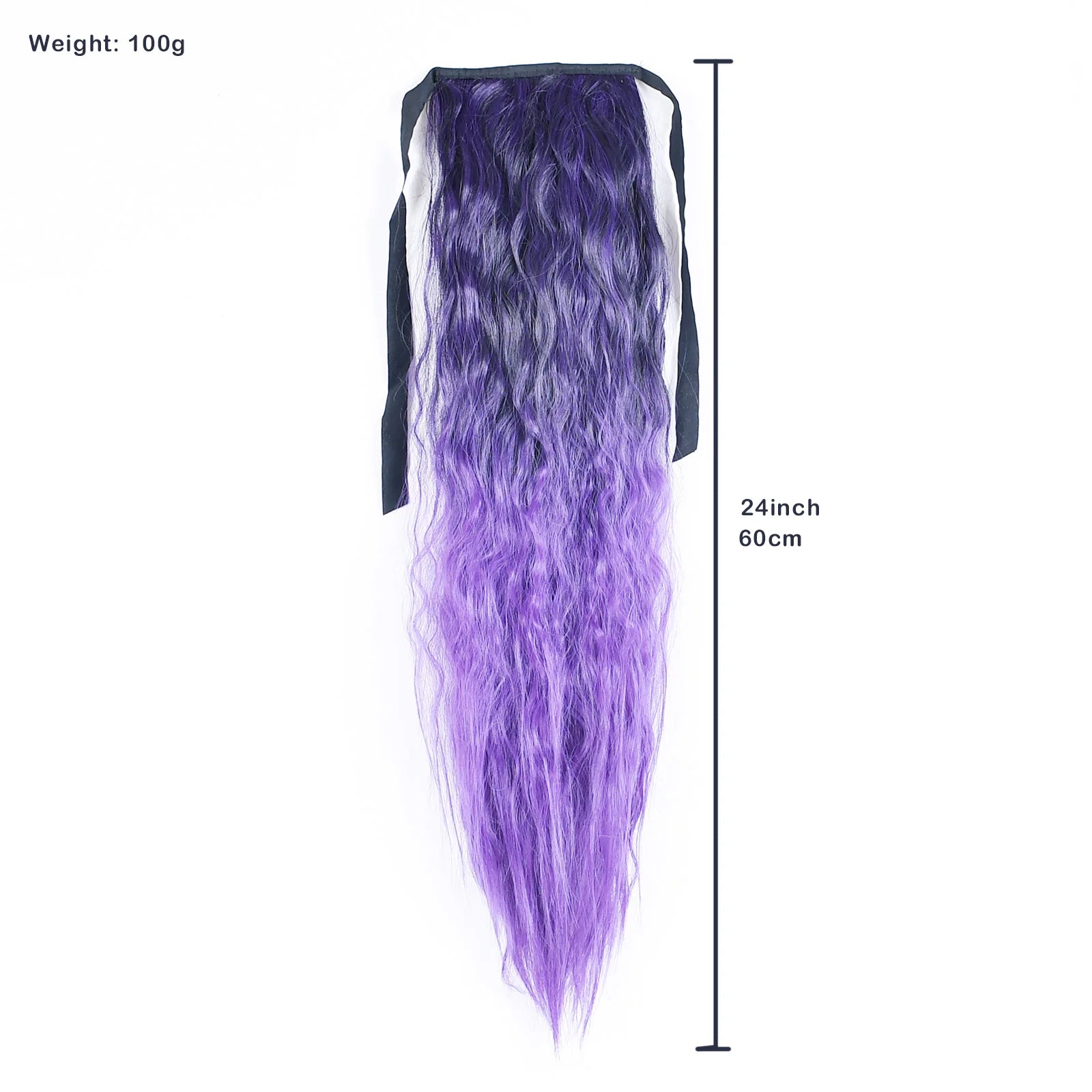 Queue de Cheval Synthétique Longue Kinky Curly - Extension Arc-en-Ciel Ombré