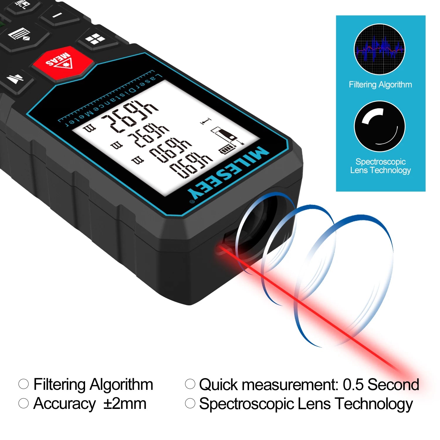 Télémètre Laser Mileseey X5 Rechargeable 40m à 120m - Mesure Précise