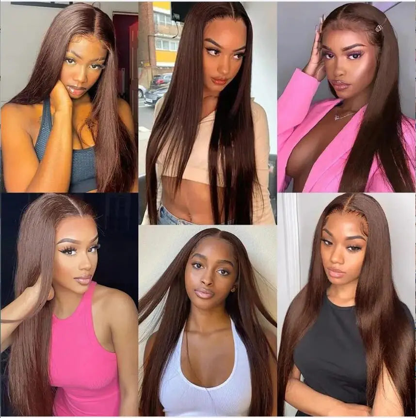 Perruque Cheveux Humains Longue Droite 26" - 180 Densité avec Baby Hair