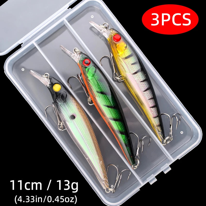 Leurre de Pêche Minnow Laser 11 cm 13 g - Crankbait avec Hameçons