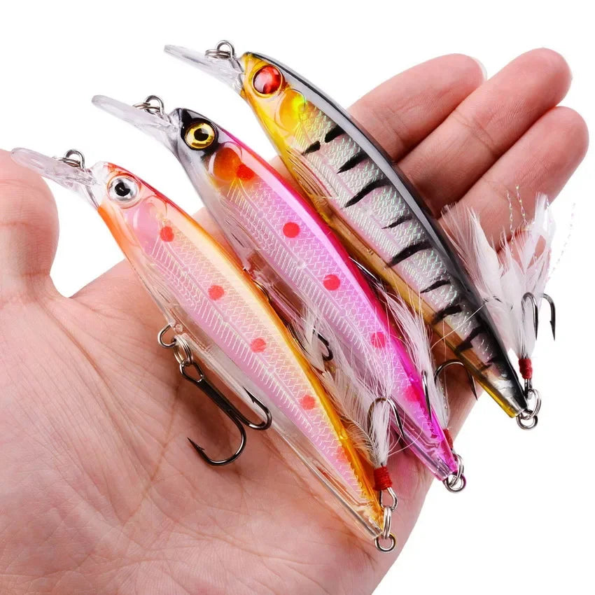 Leurre de Pêche Minnow Laser 11 cm 13 g - Crankbait avec Hameçons