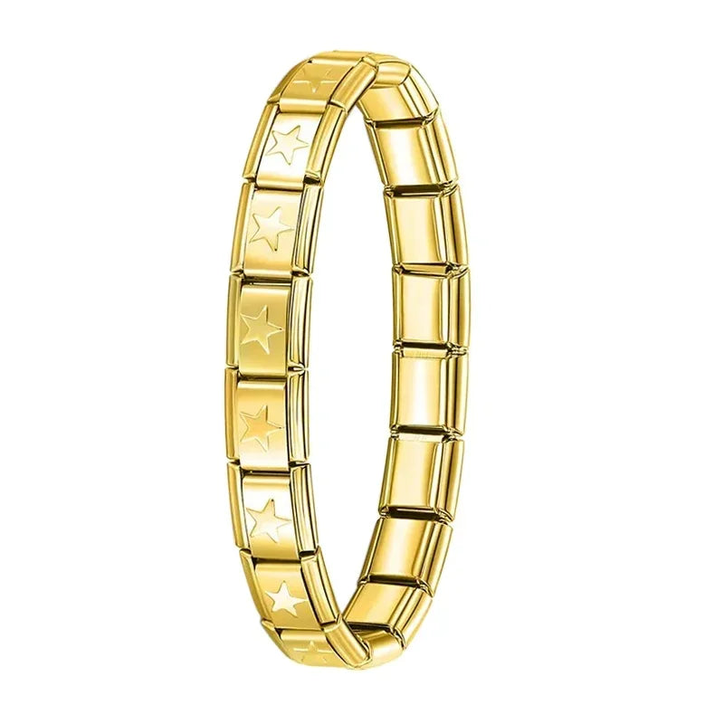 Bracelet Élastique Charms Acier Inoxydable 9 mm pour Femme - Style Italien