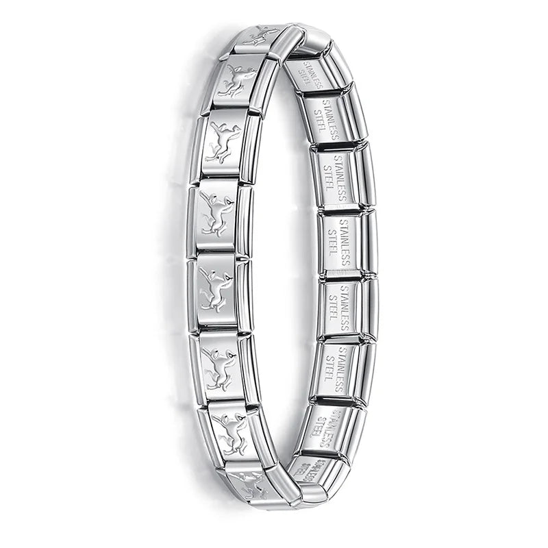 Bracelet Élastique Charms Acier Inoxydable 9 mm pour Femme - Style Italien