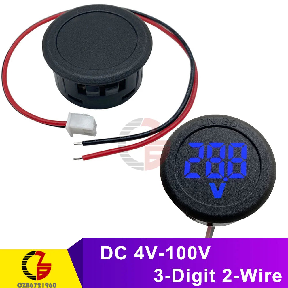 Voltmètre Digital LED DC 4-30V - Pour Voiture, Moto, Bateau
