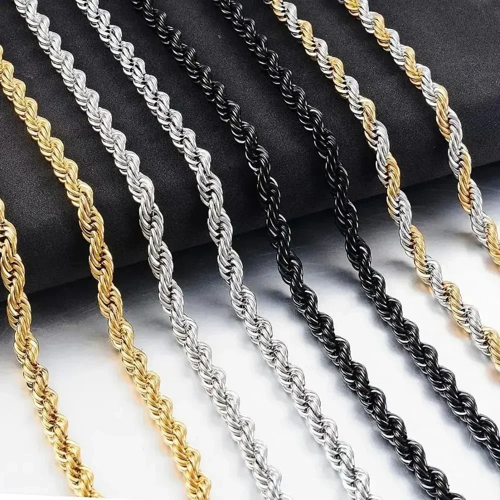 Chaîne Torsadée Acier Inoxydable 2-5 mm - Collier Homme/Femme sans Ternir