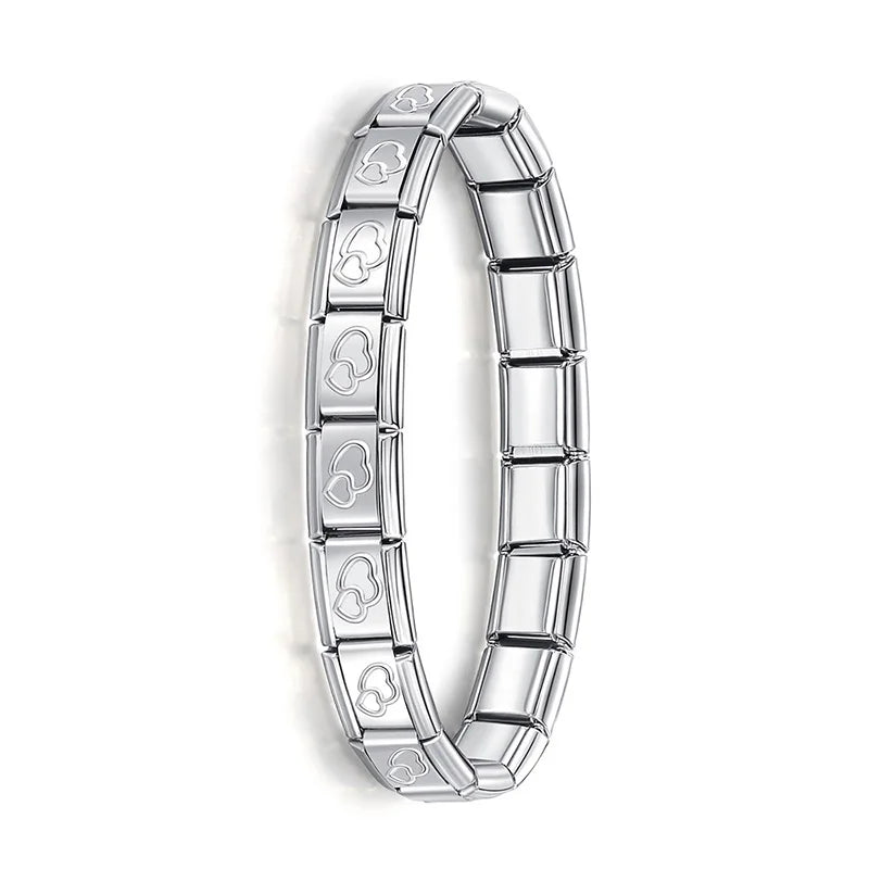 Bracelet Élastique Charms Acier Inoxydable 9 mm pour Femme - Style Italien