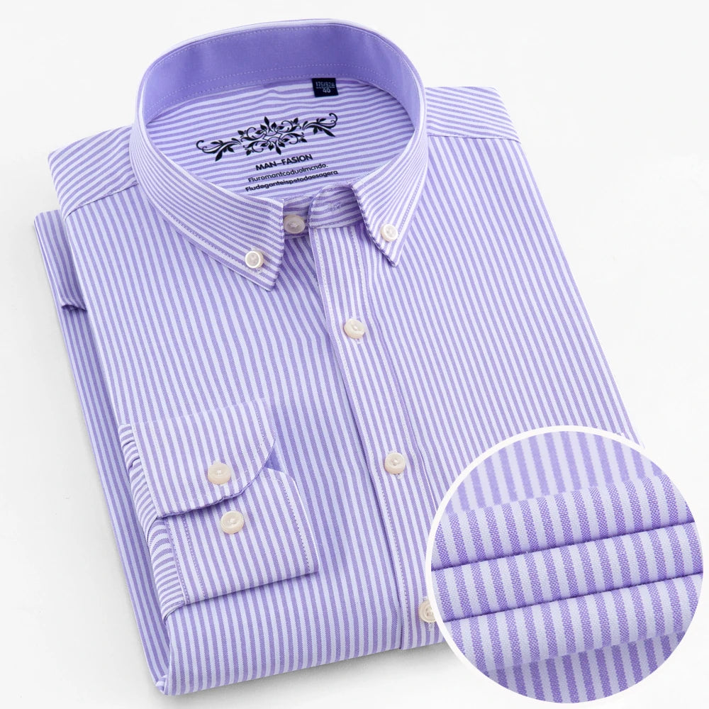Chemise Homme Manches Longues Oxford Carreaux - Casual Travail Printemps/Automne