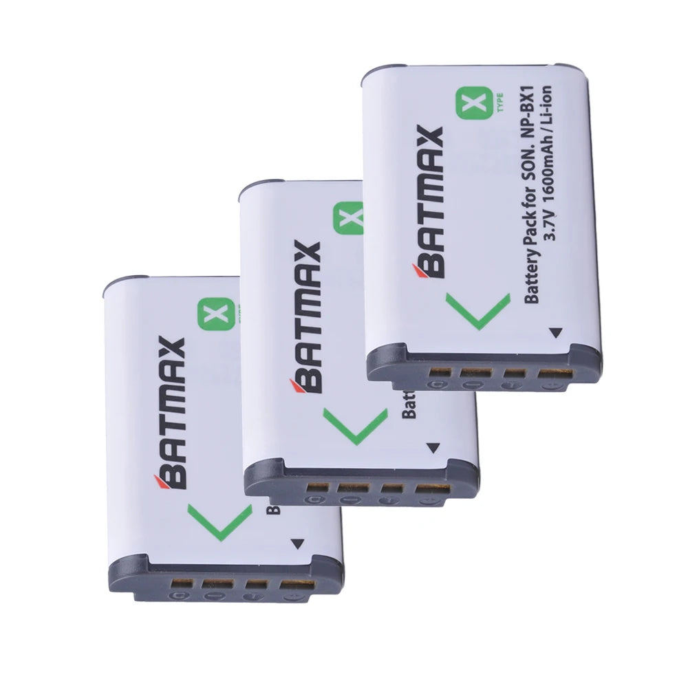 Batterie NP-BX1 + Chargeur 3 Slots LCD pour Sony RX100, WX500, HX300
