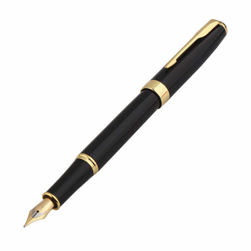 Stylo Plume Baoer 388 Inox Classique - Pointe Moyenne, Finition Argent/Doré