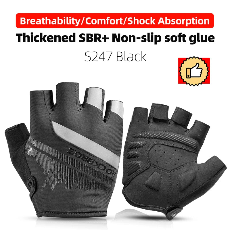Gants Vélo Demi-Doigts RockBros - Anti-Choc et Respirants Route/MTB
