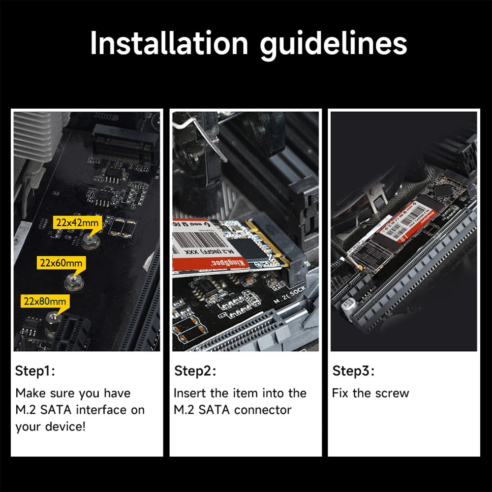 SSD M.2 SATA 2280 KingSpec 128 Go à 2 To - 550 Mo/s